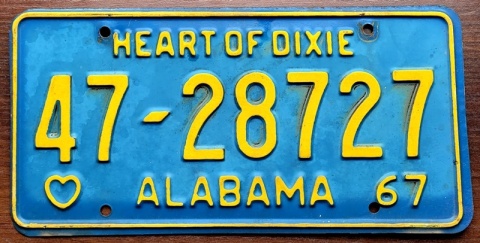 Alabama 1967 - tablica z USA
