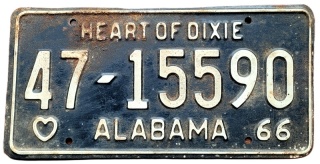 Alabama 1966 - tablica z USA