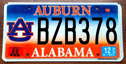 Alabama 2012 - tablica z USA