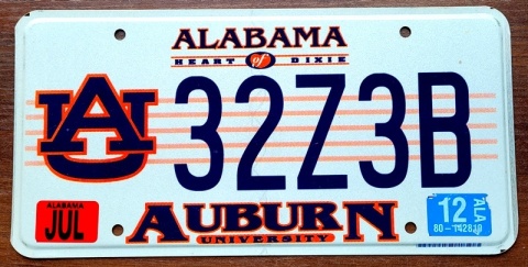 Alabama 2012 - tablica z USA