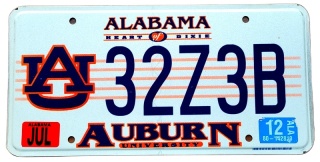 Alabama 2012 - tablica z USA