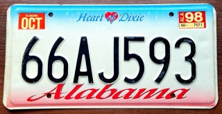 Alabama 1998 - tablica z USA