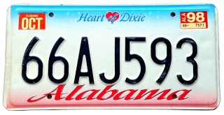 Alabama 1998 - tablica z USA