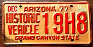 Arizoana 1999 - Antique Vehicle - tablica z USA
