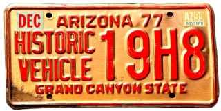Arizoana 1999 - Antique Vehicle - tablica z USA