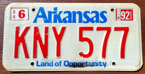 Arkansas 1992 - tablica z USA