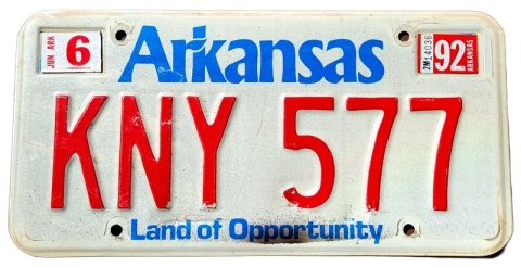 Arkansas 1992 - tablica z USA