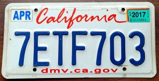 California 2017 - tablica z USA