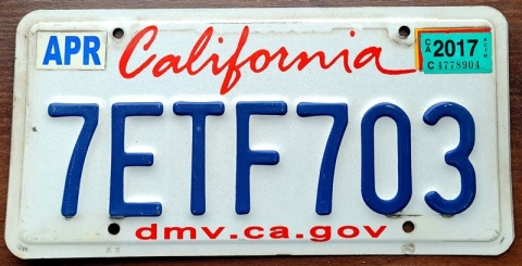 California 2017 - tablica z USA