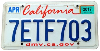 California 2017 - tablica z USA