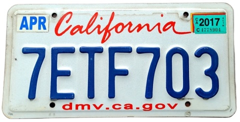 California 2017 - tablica z USA