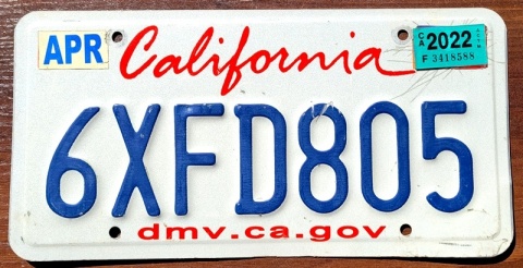 California 2022 - tablica z USA