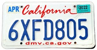 California 2022 - tablica z USA