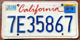 California 2019 - tablica z USA