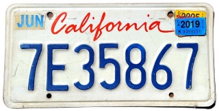 California 2019 - tablica z USA