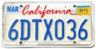 California 2015 - tablica z USA