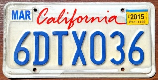 California 2015 - tablica z USA