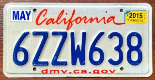 California 2015 - tablica z USA