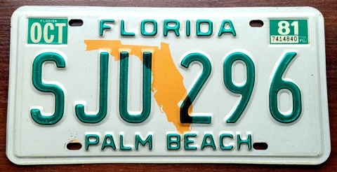 Florida 1981 - Palm Beach - tablica z USA