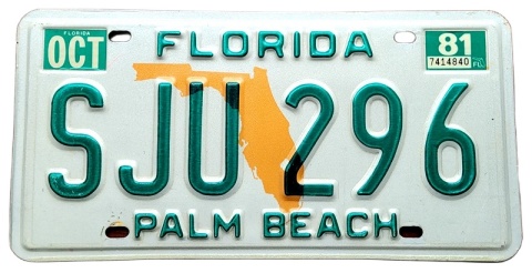Florida 1981 - Palm Beach - tablica z USA