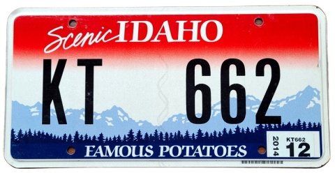 Idaho 2014 - tablica z USA