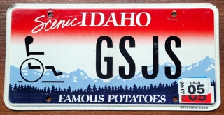 Idaho 2017 - tablica z USA