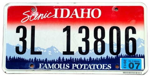 Idaho 2013 - tablica z USA
