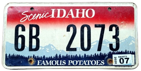 Idaho 2020 - tablica z USA