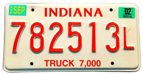 Indiana 2002 - tablica z USA