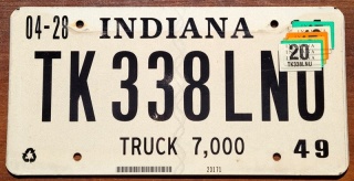 Indiana 2020 - tablica z USA