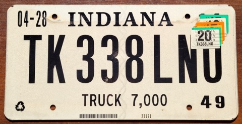 Indiana 2020 - tablica z USA