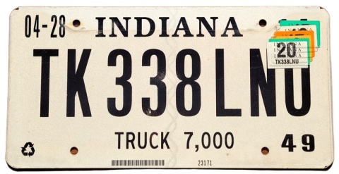 Indiana 2020 - tablica z USA