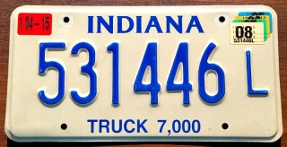 Indiana 2008 - tablica z USA