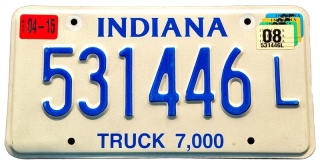 Indiana 2008 - tablica z USA