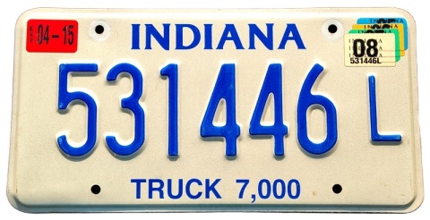 Indiana 2008 - tablica z USA