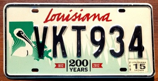 Louisiana 2015 - tablica z USA