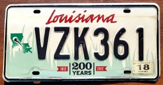 Louisiana 2018 - tablica z USA
