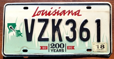 Louisiana 2018 - tablica z USA