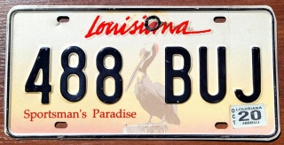 Louisiana 2020 - tablica z USA