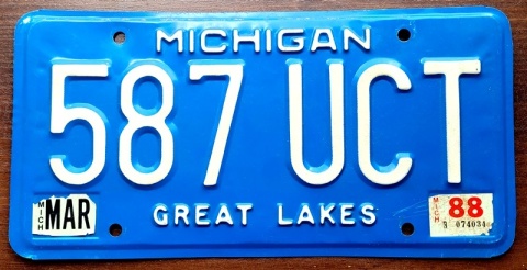 Michigan 1988 - tablica z USA