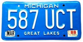 Michigan 1988 - tablica z USA