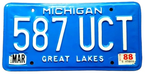 Michigan 1988 - tablica z USA