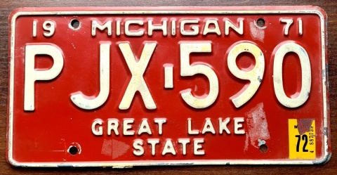 Michigan 1972 - tablica z USA