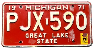 Michigan 1972 - tablica z USA