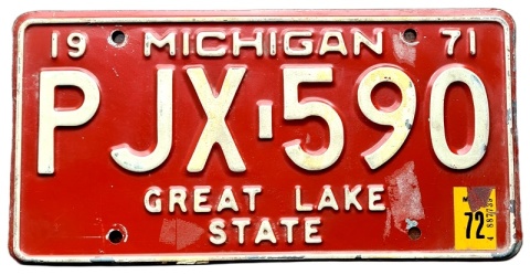 Michigan 1972 - tablica z USA