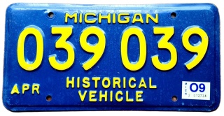 Michigan 2009 - Historical Vehicle- tablica z USA