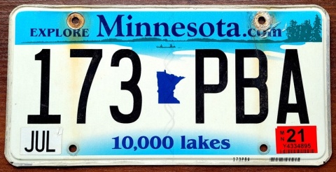 Minnesota 2021 - tablica z USA
