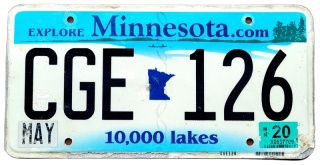 Minnesota 2020 - tablica z USA