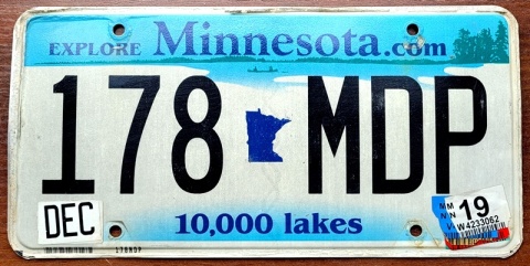 Minnesota 2019 - tablica z USA