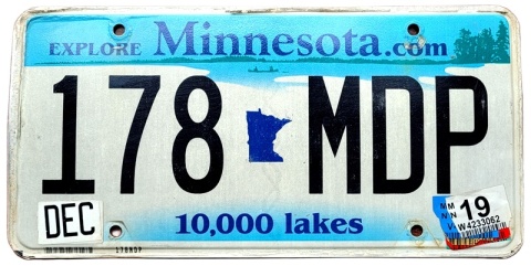 Minnesota 2019 - tablica z USA